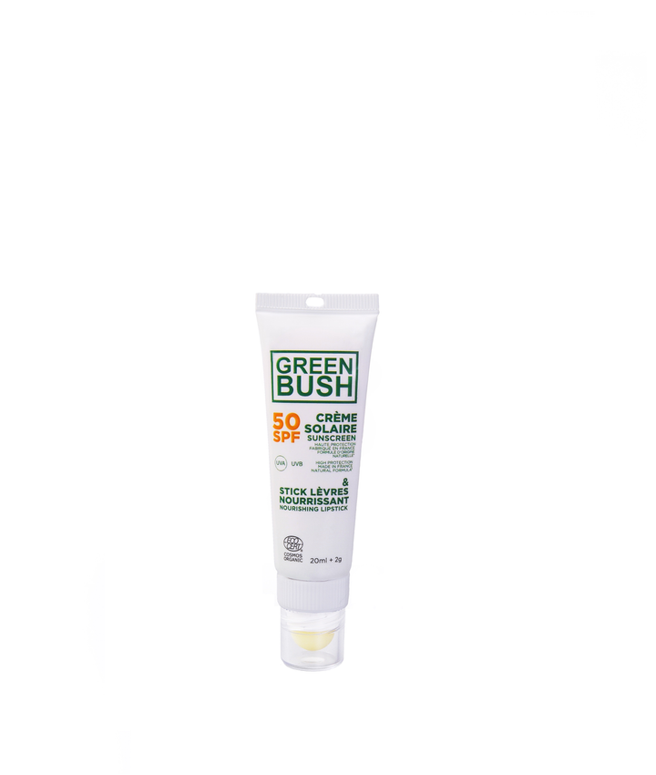 Combi crème solaire SPF 50 & Stick lèvres nourrissant Greenbush