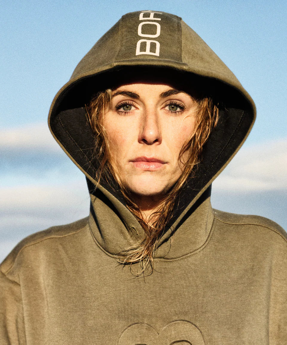 BORN MANIAC UNISEX MOSS EMBOSSED HOODIE