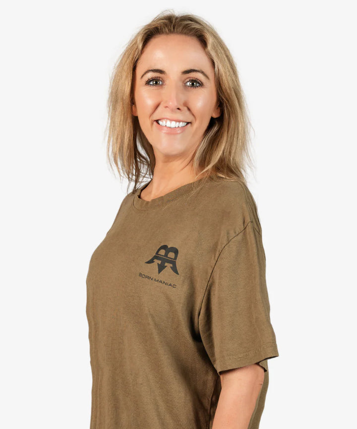 BORN MANIAC -  UNISEX MOSS GREEN WANTED TEE