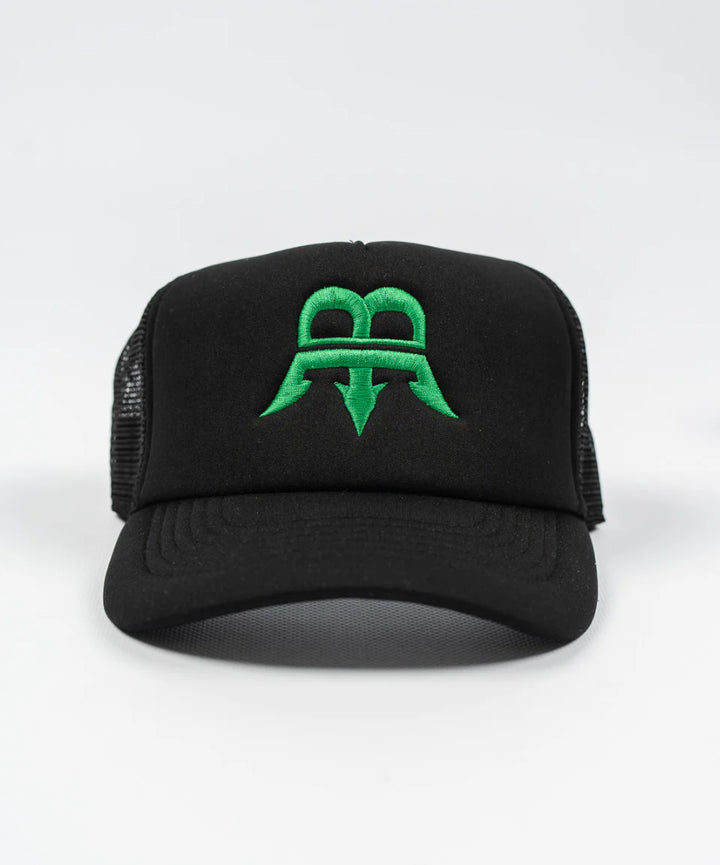 BORN MANIAC UNISEX TRUCKER CAP GREEN LOGO