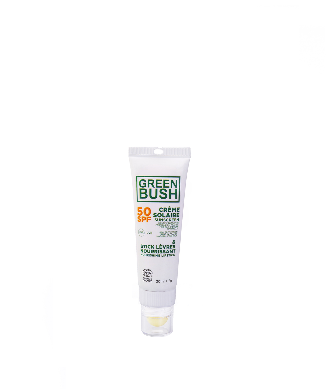 Combi crème solaire SPF 50 & Stick lèvres nourrissant Greenbush 